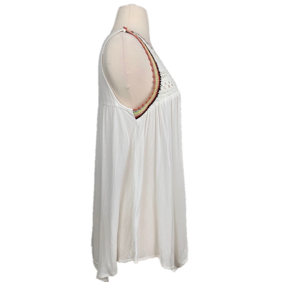 LC LAUREN CONRAD Tank Top Blouse Sleeveless Crochet Bohol Off-White Large - Picture 3 of 7